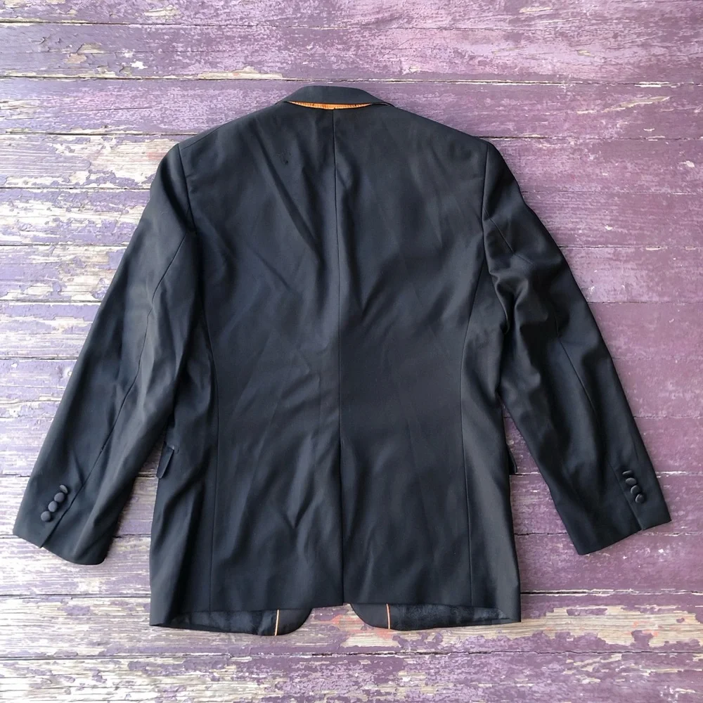 Paul Betenly Rocco Tuxedo Jacket Black 100% Wool Super 120s 38S
